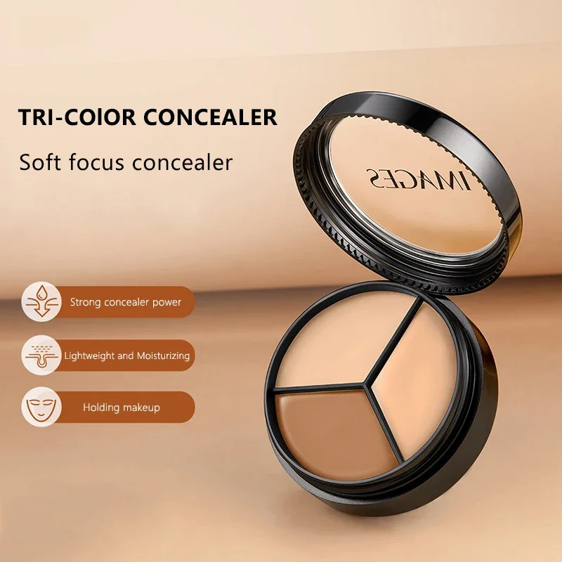 Tri-color Concealer Hidden Pores Cover Blemishes Long Lasting Makeup Holding Decorate Face Brightening Skin Tone Concealer Cream 2