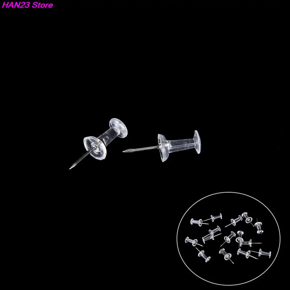 40pcs/set clear transparent plastic tacks push pins assorted making thumb tacks cork board office school stationery supplies push pins