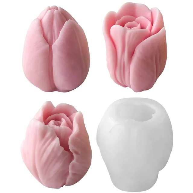 3D Tulip Silicone Candle Mold DIY Handmade Flower Aromath Soap Candles Casting Molds Plaster Resin Craft Gifts Making Supplies