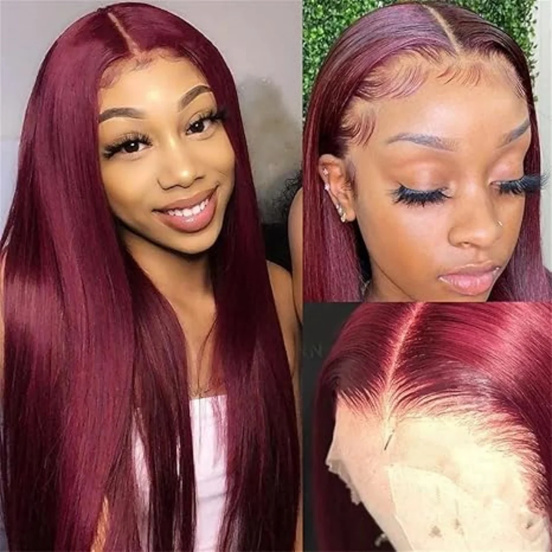 99J Burgundy 13x4 HD Lace Frontal Human Hair Wig Pre Plucked Straight Body Wave Lace Front Human Hair Wigs Glueless For Women 3