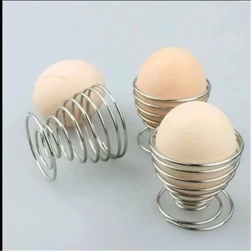 5Pcs Mini Metal Egg Cup Spiral Spring Wire Egg Tray Egg Cup Boiled