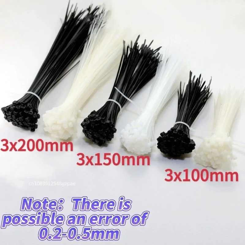 Description Picture 3 of item500/100Pcs Plastic Nylon Cable Ties Self-locking Cord Ties Straps Adjustable Cables Fastening Loop Home Office Wire Zip Ties