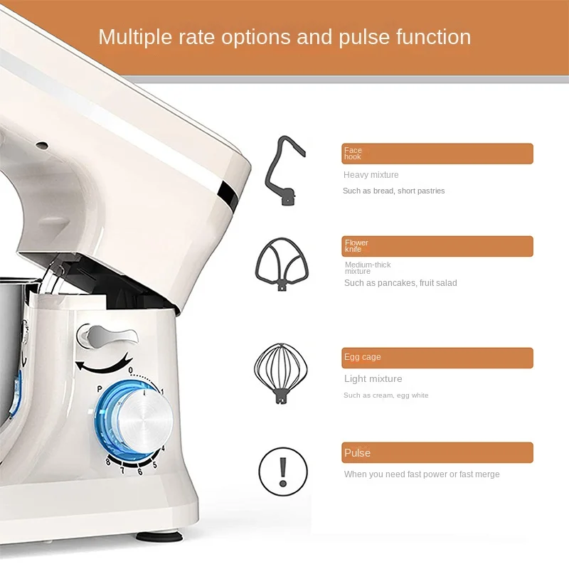 Household desktop electric egg beater,multi-functional small chef machine, automatic stainless steel mixing and kneading machine 3