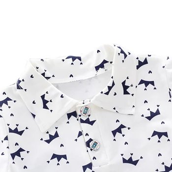 2Pcs Children Clothing for Boy 1-4Y Crown Print Shirt+Jeans Short Summer Cotton Soft Kids Set Toddler Casual Outing Fashion Suit 5
