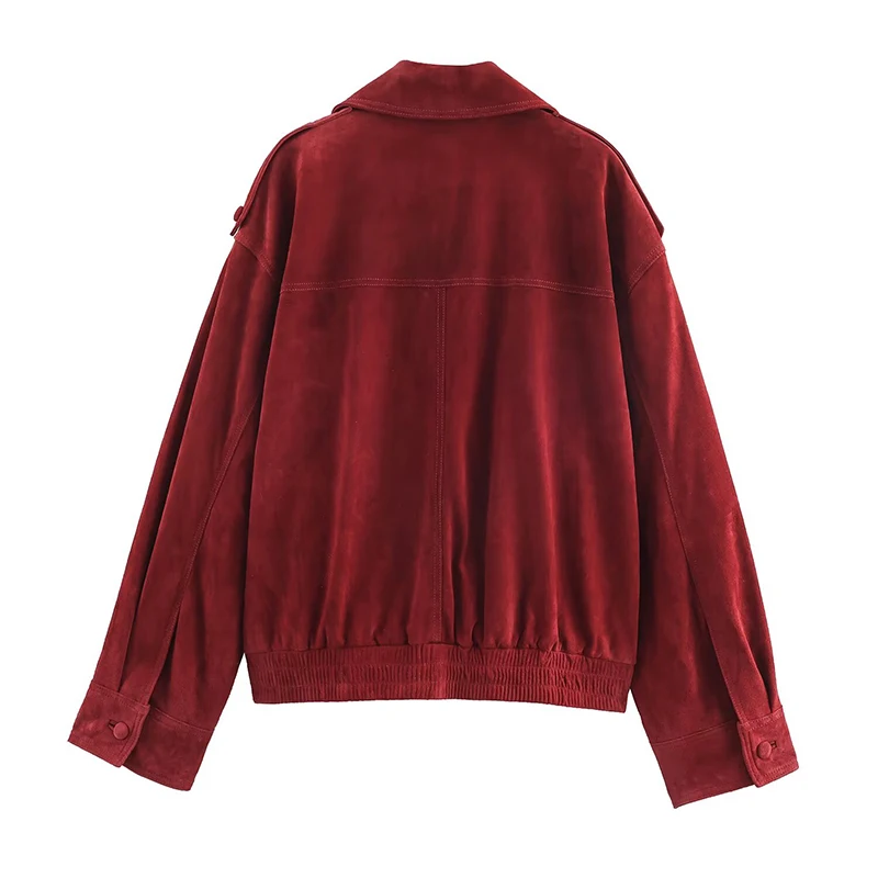 Women's Fashion Suede Jacket Coat Long Sleeve Double-Breasted Jackets For Women Streetwear Casual New Outerwear