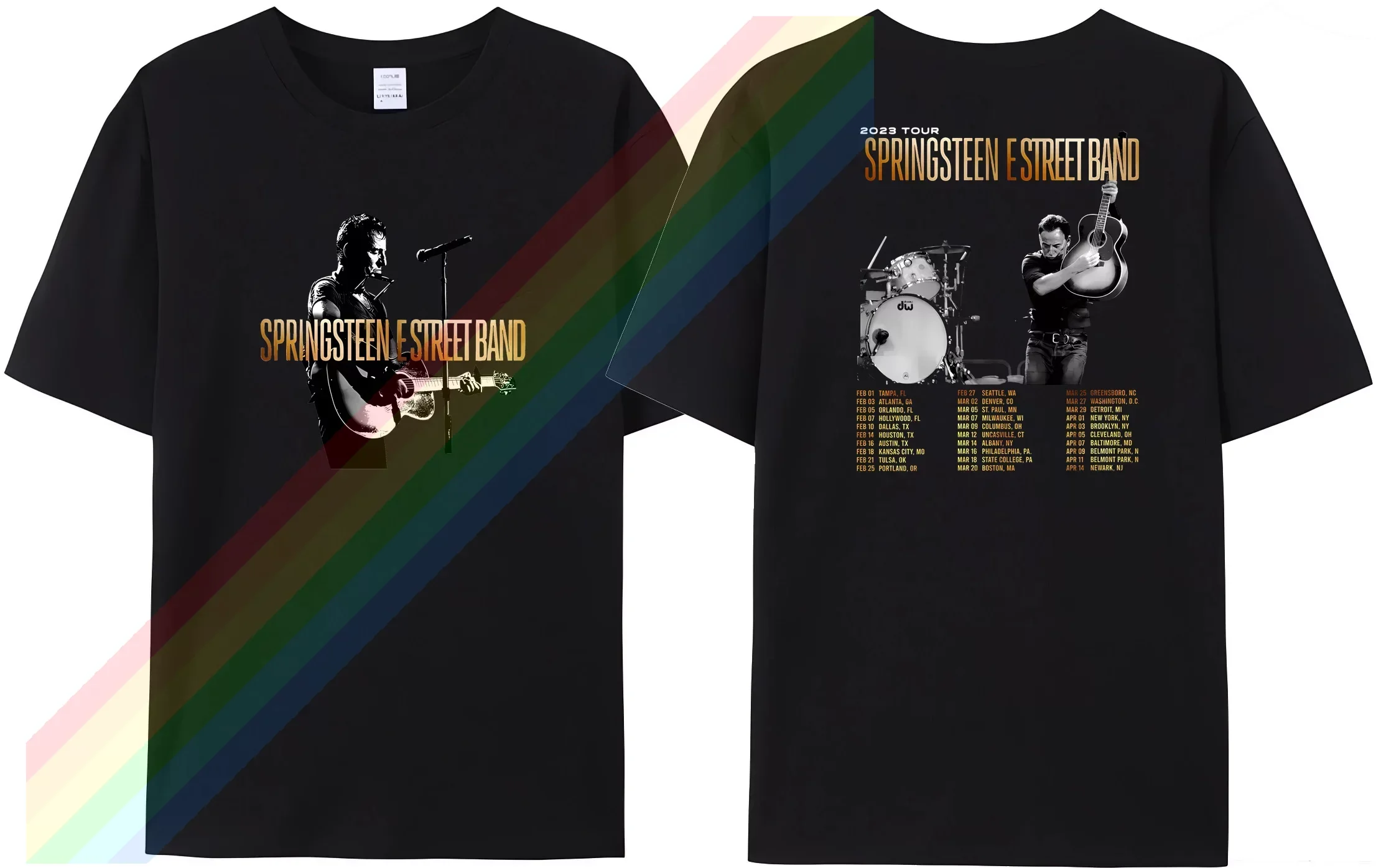 

New men's t-shirt bruce springsteen and e street band tour date print women's 2023 tour popular tee