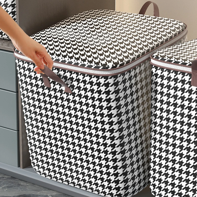 Quilt Kleidung Lagerung Tasche Große Kapazität Hahnentritt Kleiderschrank Lagerung Taschen Faltbare Staubdicht Hause Organizer Große Umzug Tasche Neue