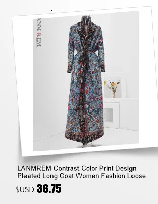 Description Picture 5 of itemLANMREM Vintage Pleated Trench Coats Women Lapel Print Lace-up Full Sleeve Loose New 2025 Female Long Windbreaker 32S1011