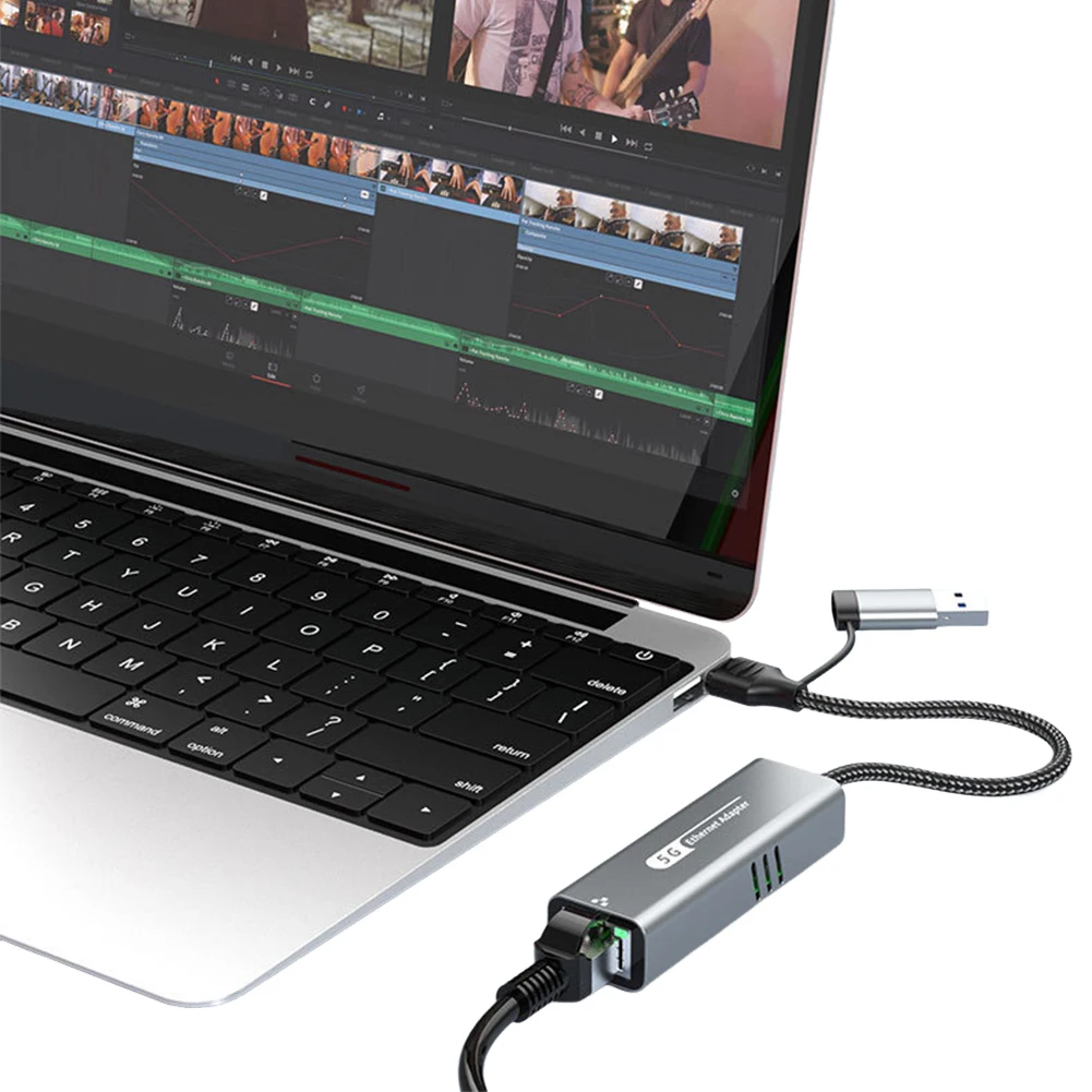 USB/Type C To Ethernet Adapter 5000Mbps USB C To Ethernet Adapter RJ45 Type Converter for Windows 10/11 & Mac OS