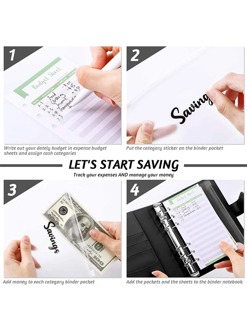 Budget Binder With Cash Envelopes Pockets Zip French Pouch A6 Planner Organizer