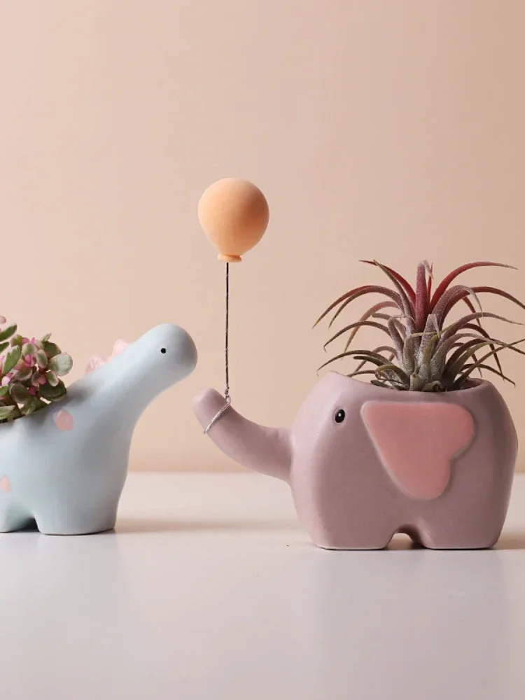 

Creative ins Wind Succulent Ceramic Pot Cute Animal Basin cactus succulent plant Basin Vase desktop Home decoration ins