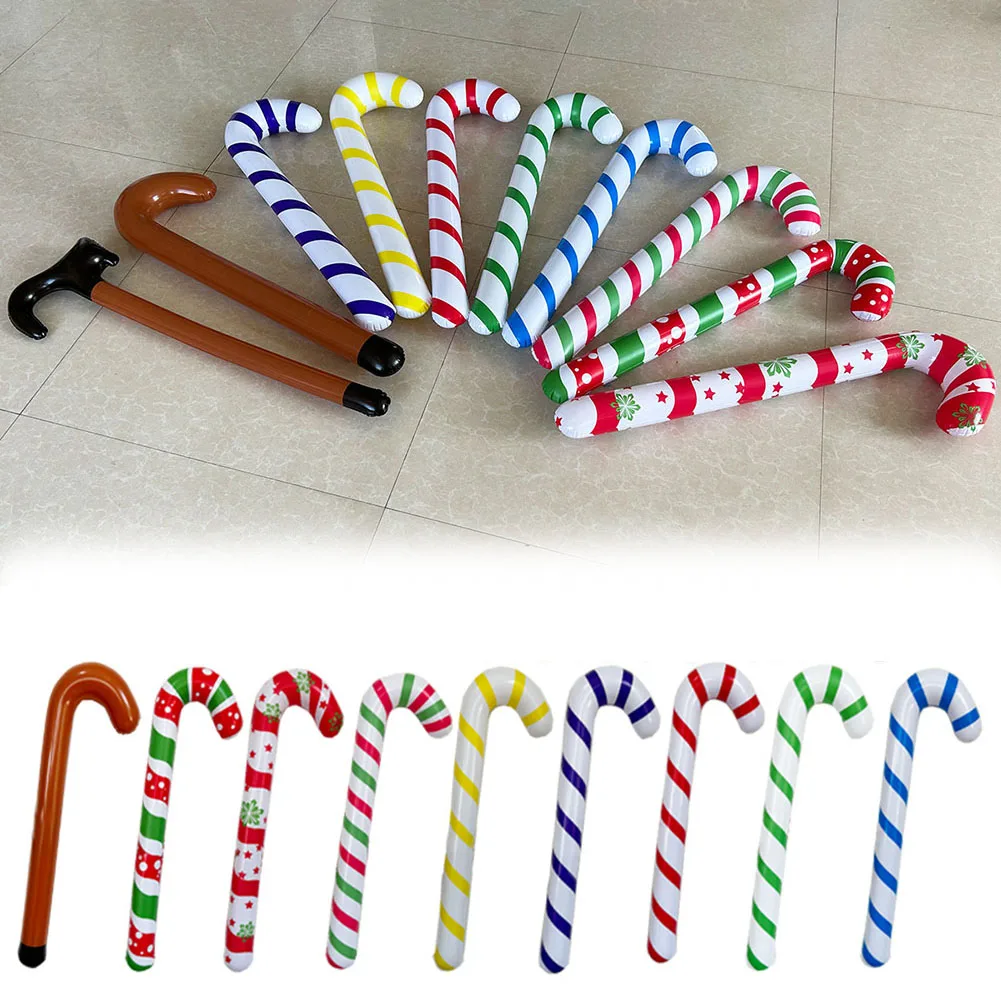 

1PCS Candy Color Inflatable Cane Plastic Giant Inflatable Candy Cane Stick Christmas Xmas Party Blow Up Toy XMAS Party Ornaments