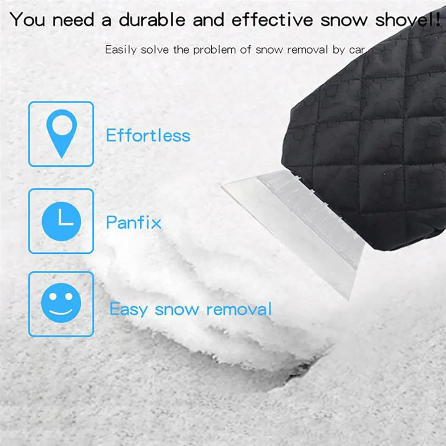 Car Windshield Ice Scraper Mitt Waterproof Snow Shovel Brush With Warm Gloves Scratch-Free Snow Removal Tools for Car Cleaning