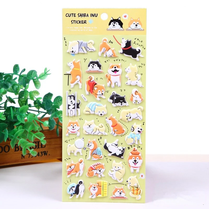 Kawaii 3D Shiba Inu Puffy Stickers Scrapbooking Diy Journal