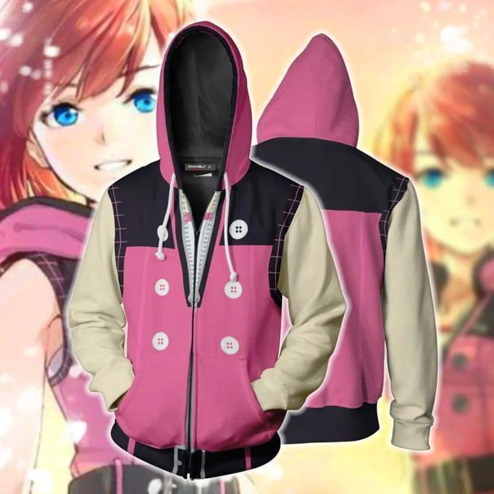 Anime 3D Stampato Cosplay Con Cappuccio Kingdom Hearts Zip Up Jacket Hip Hop Streetwear Felpe Unisex Overside Pullover Capispalla