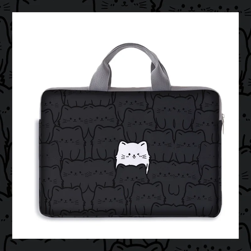 1-teiliges Set, Laptoptasche mit Katzenmuster, Aktentasche, geeignet für 14-Zoll-Laptops, feste Laptoptasche – Detail 1