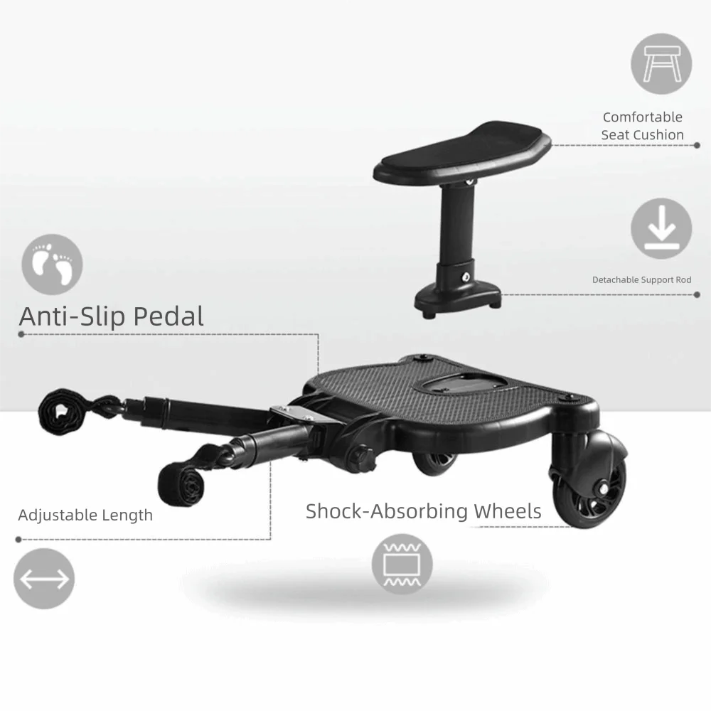 2 in 1 Sit and Stand Stroller Pedal Adapter Creative Universal Stroller Standing Board Convenient with Detachable Seat