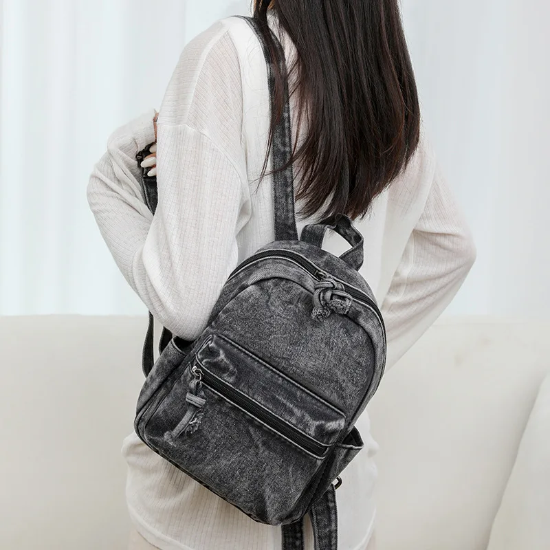 Personalized Denim Backpack For Women Simple And Casual Small Backpack For College Students Male Backpack Trend Travel Bag 4