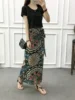 Bikini-Sle f Skirt Wrap Dr Fem Ethnic Dai One-Piece Sunscreen Apron Summer Floral Print Small Size High Waist H-ape