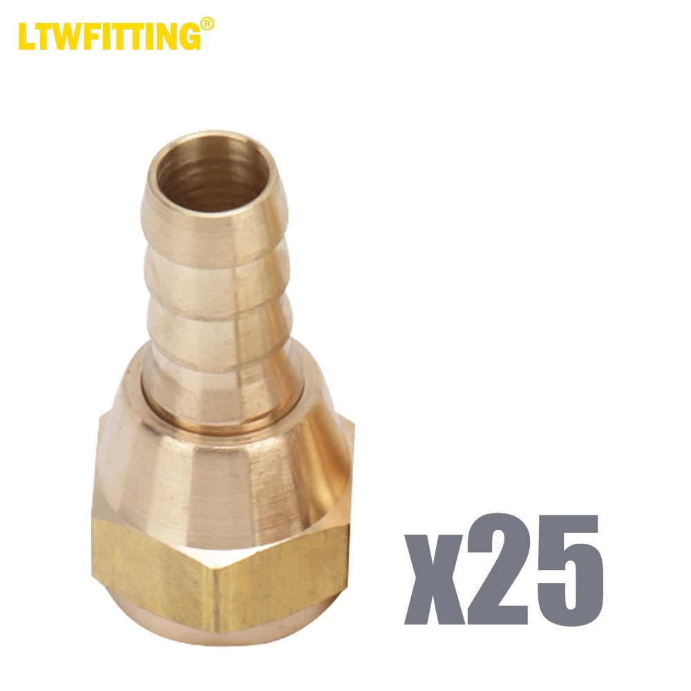 

LTWFITTING Brass Flare Tube Fitting 3/8" Hose ID x 3/8" Female 45 Deg Swivel Nut Union (Pack of 25)