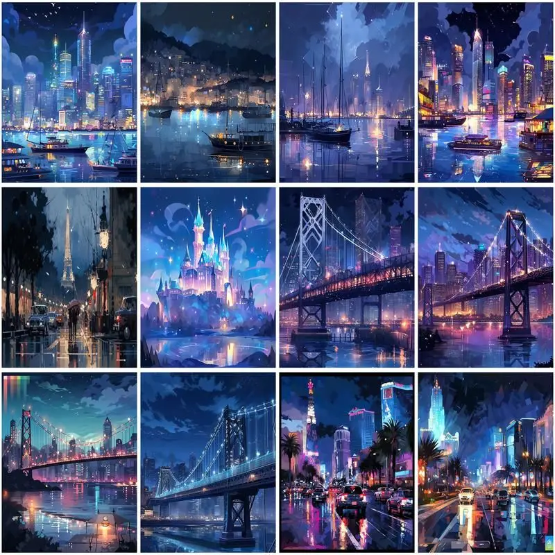 

CHENISTORY DIY Pictures By Number City Landscape Kits HandPainted Paintings Painting By Numbers Drawing On Canvas Gift Home Deco