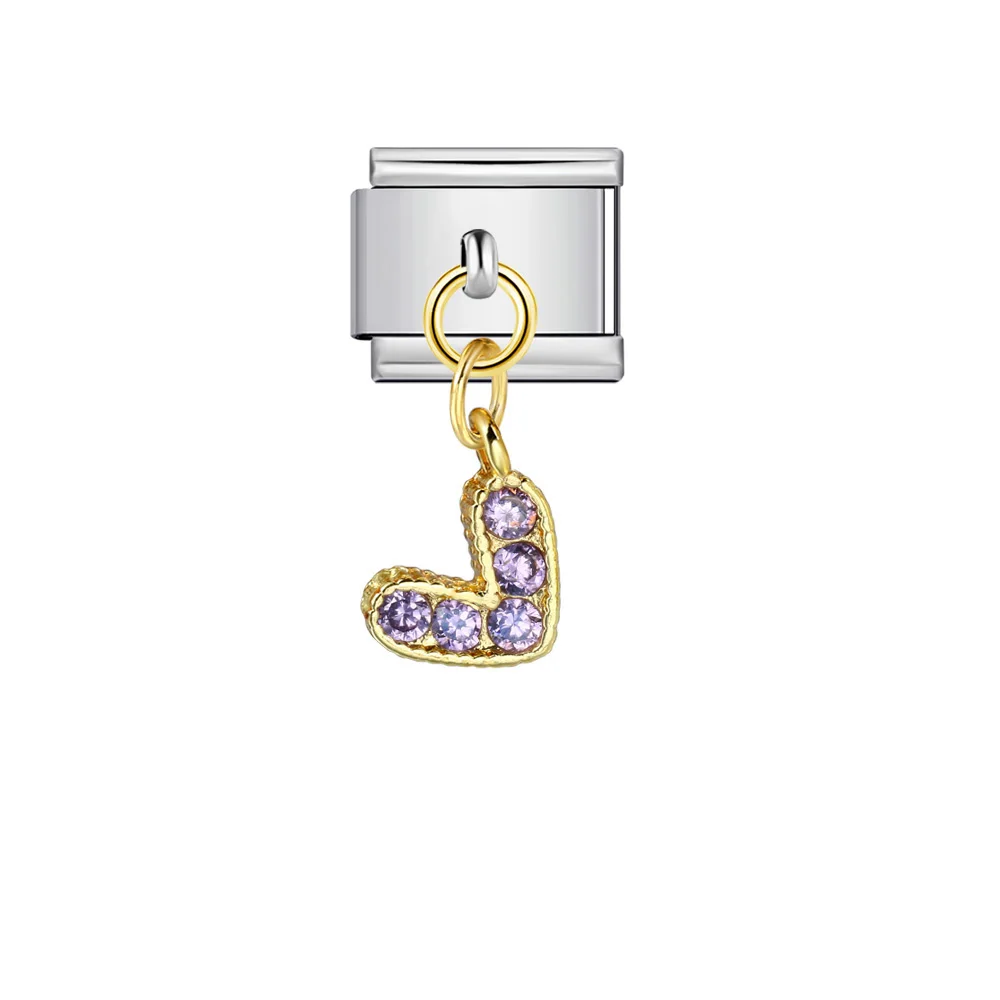 GEMOSA Y2k Niedlicher bunter Herz-eingelegter Zirkonia-Anhänger, italienischer Charm-Link, passend für 9 mm Edelstahl-Armbänder, DIY-Schmuckherstellung – Detail 5