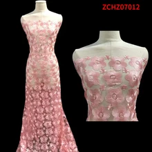 

High Quality African Embroidered lace Noble ​Ankara Tulle Mesh Lace Fabric suitable for ladies dress sewing ZCHZ07012 B