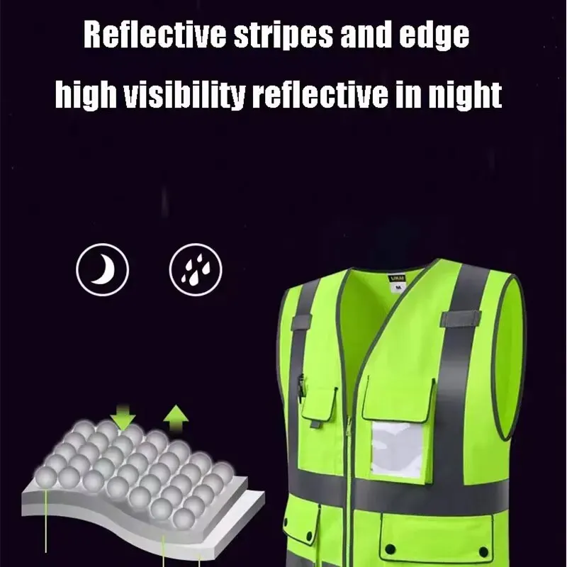Multi-pocket Reflective Safety Vest Traffic Vest Railway Coal Miners Uniform Breathable Racing Running Sports safety vests