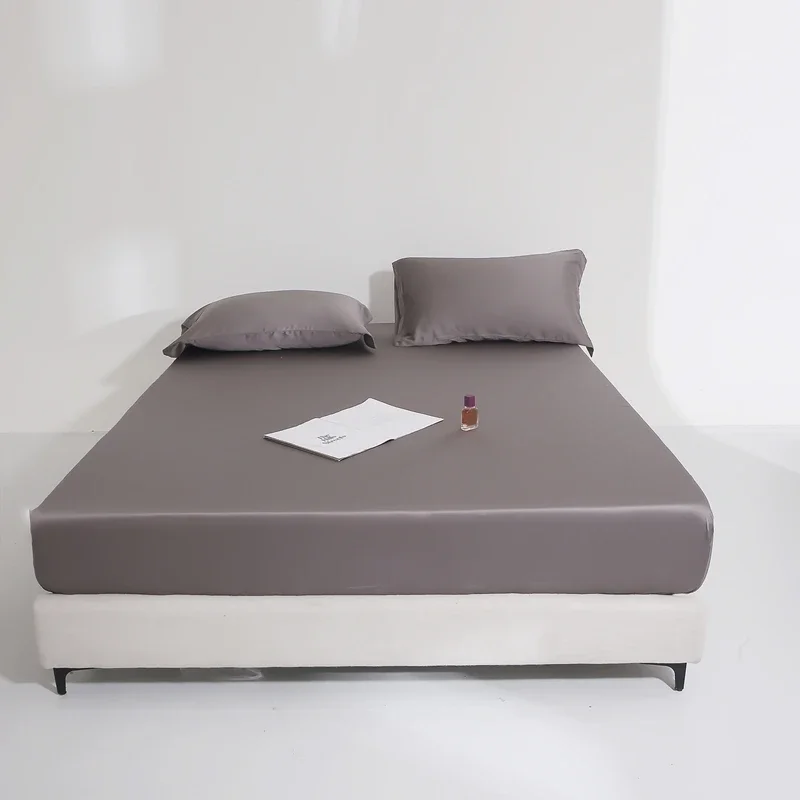 Grey Tencel Lyocell Fitted Sheet Set Fit All Around Elastic Deep Pocket  Softest Cooling Silky Smooth Bedding for Bedroom Decor 2