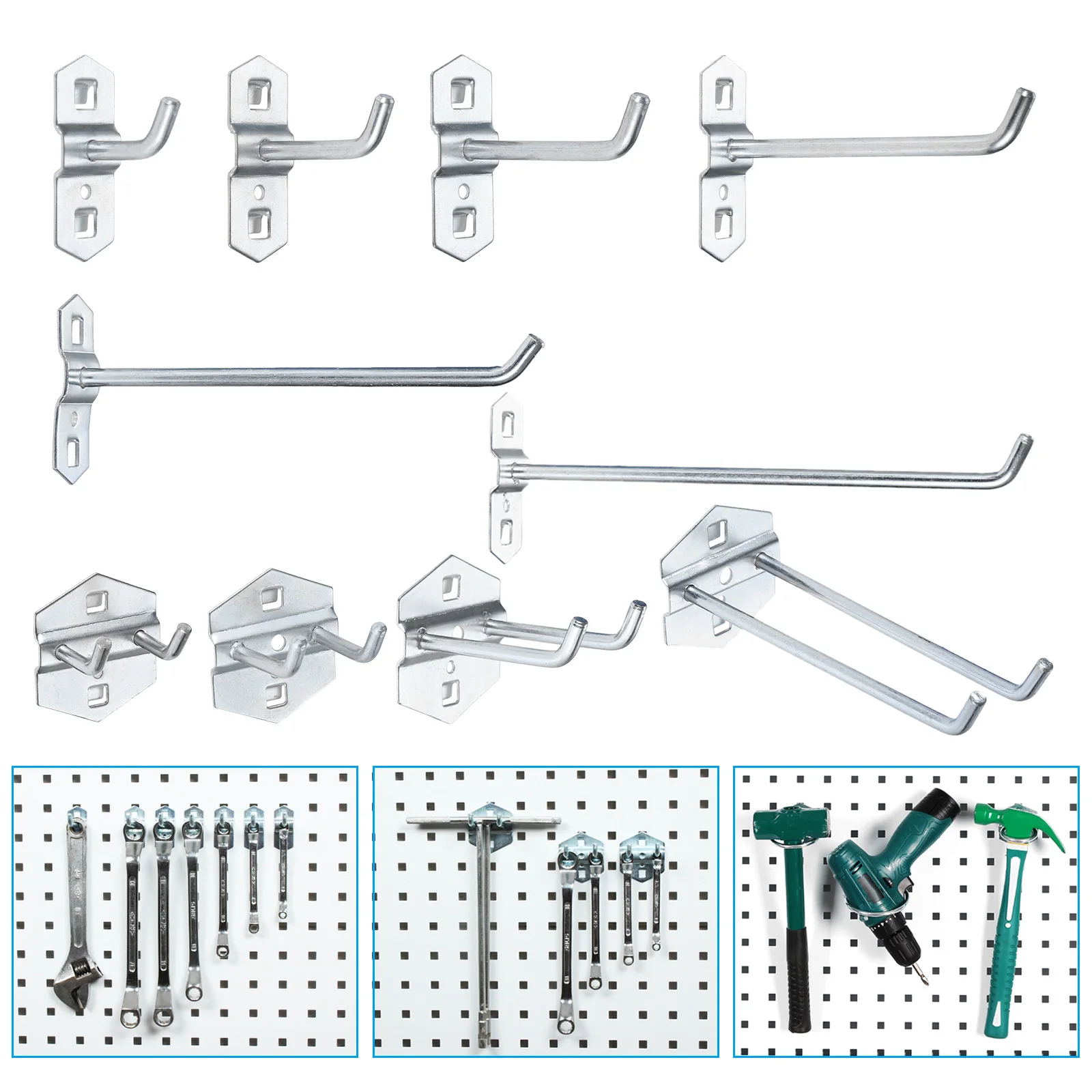 3-H Lot de 14 crochets de garage robustes – Cintre à outils, support 3-H Lot de 14 crochets de garage robustes – Cintre à outils, support