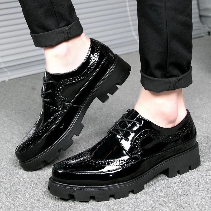 Mens Shoes Thick Bottom Men business Dress Shoes Leather Luxury Italian Style Men Formal Shoes Brand Bring Business Leather 4