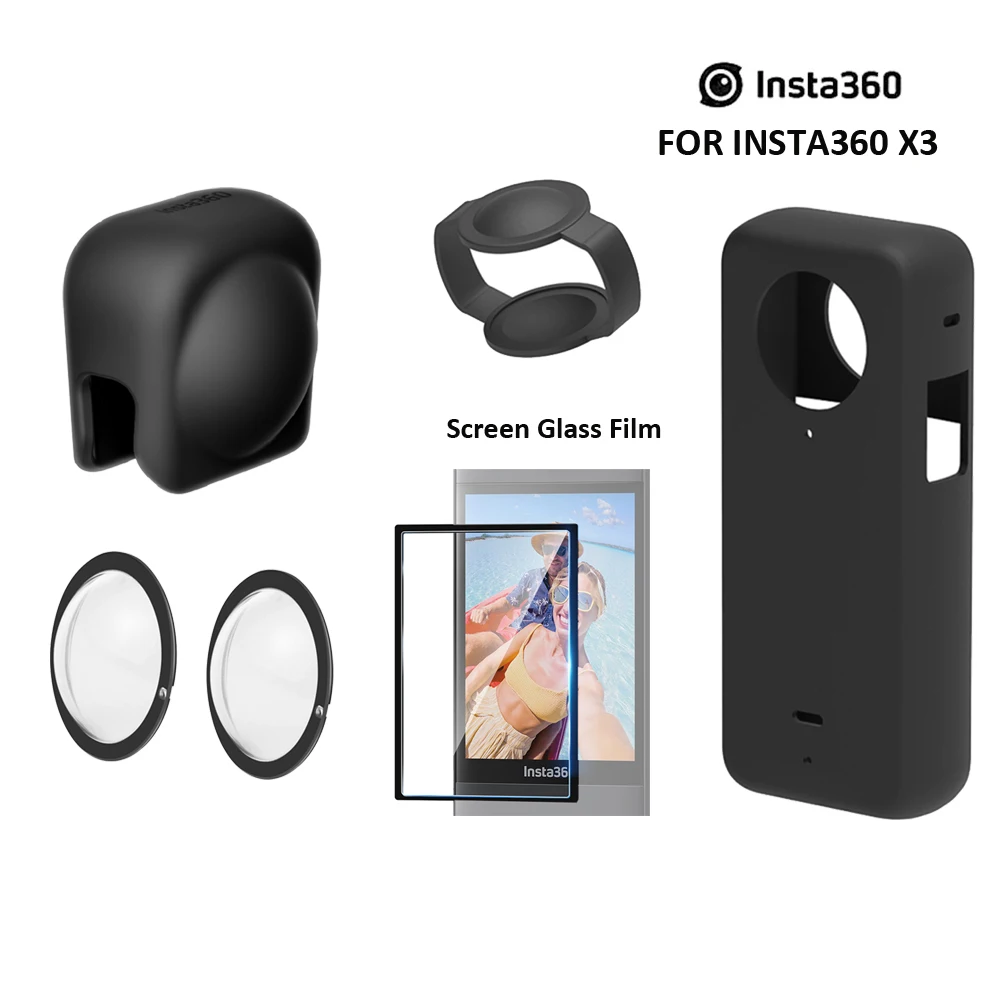 for Insta360 X3 Silicone Protective Case Body Cover Lens Guards Cap For Insta 360 X 3 Insta360 X3 Accessories