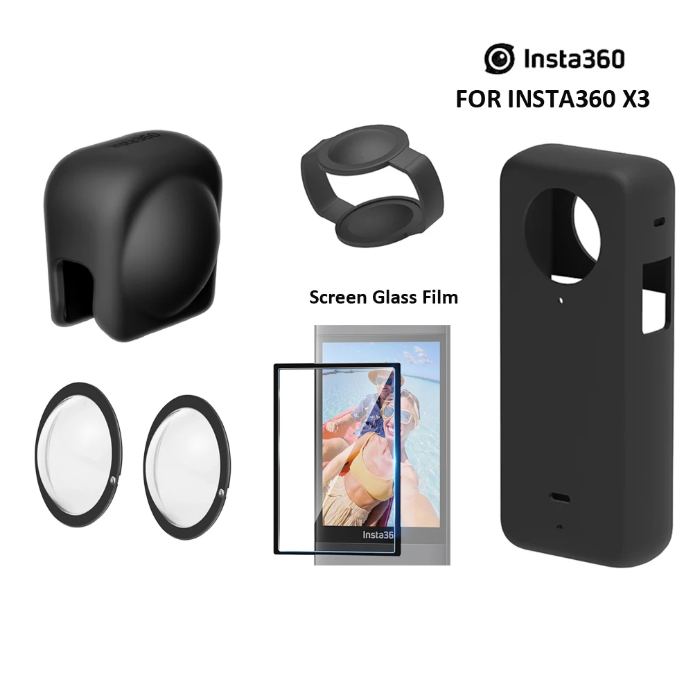 Funda de silicona para Insta360 X3 Protector de pantalla Tapa de lente  Protección de película blanda protectora curvada para accesorios de Insta  360 X3