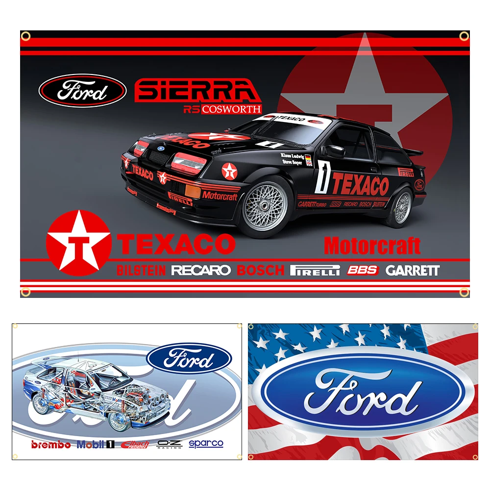 

90x150cm Fords Flag Racing Car Show Motoring Workshop Garage Banners Decoration Polyester FLAGCORE