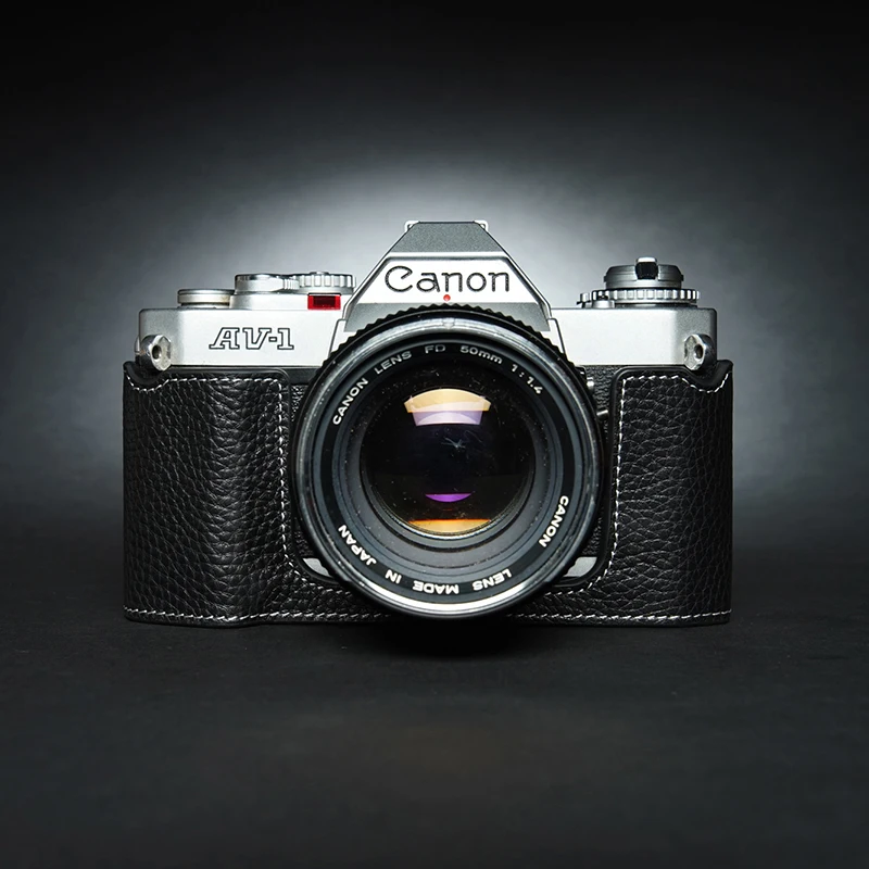 Per Canon Av-1 Av1 Custodia Protettiva Scatola Base Pelle Shell Leather Handwork Photo Camera Custodia In Vera Pelle Di Vacchetta