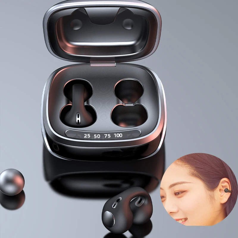 Earphone Clip On Ear Bone Conduction Wireless Headphone TWS For.