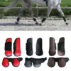 Equestrian Horse Tendon Boots Front Hind Adjustable Brace PU Leather Guard 3