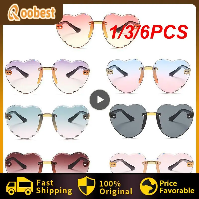 

1/3/6 шт., детские солнцезащитные очки в форме сердца