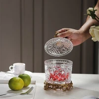 Brass Candy Jar French Crystal Transparent Glass Storage Box Hand-carved Exquisite Sugar Jar Livingroom Home Decor Ornaments 2