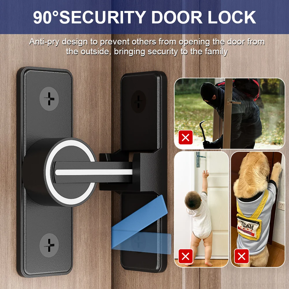 Barn Door Lock, Luminous 90 Degree Door Latch Heavy Duty Gate Latch Safety Bolt Lock, Sliding Barn Lock
