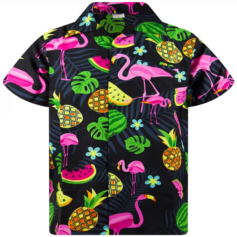 thumbnail image 1 of Camisas para hombre con estampado 3D de loros tropicales lindos, ropa de calle hawaiana de gran tamaño para playa, ropa de hombre con solapa y botón, 1 of 5