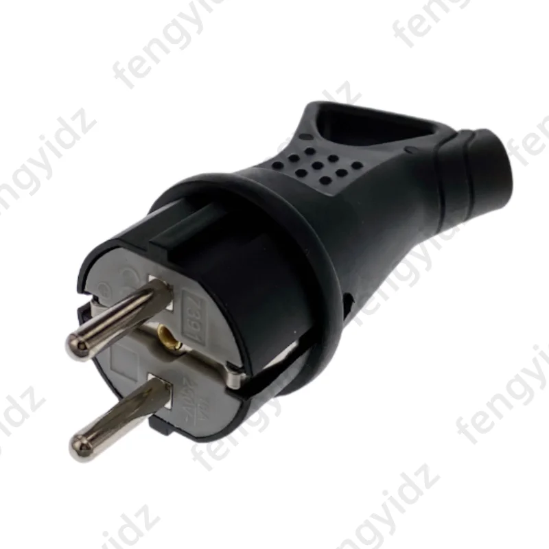 EU Rubber Waterproof Socket Plug Electrial Grounded European Connector With Cover IP54 For DIY Power Cable Cord 16A 250V