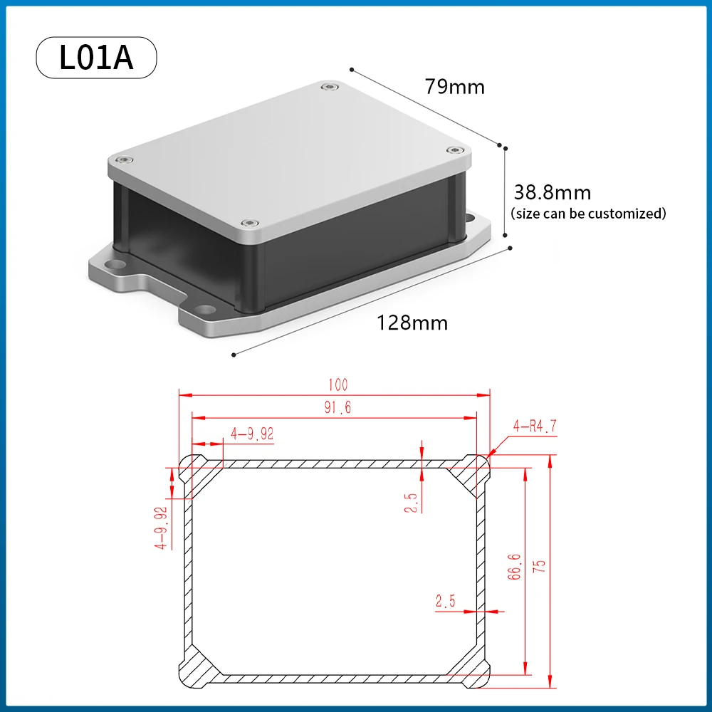 de energia personalizada projeto habitacao ip68 l01a 100x75mm 01