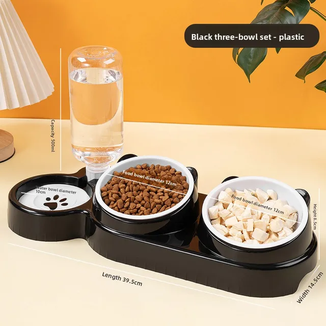 Cat Bowl Plastic Double Bowl Dog Bowl Cat Food Bowl Cervical Protection Cat Food Bowl Water Bowl Dog Bowl Anti Knock Pet Supplie 2
