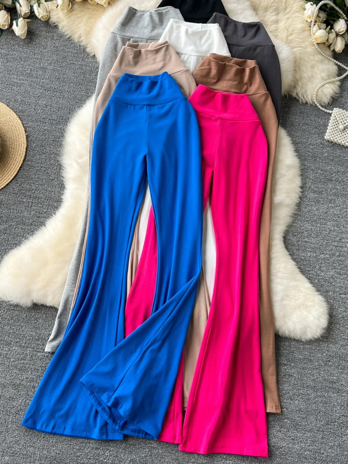 

Женские расклешенные брюки SsTss, однотонные облегающие брюки с высокой эластичной талией для йоги, тренировок, фитнеса, повседневные расклешенные брюки