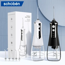 Schoben Dental Oral Irrigator Water Flosser Pick for Teeth Cleaner Thread Mouth Washing Machine 5 Nozzles 300ml Dental Floss Jet