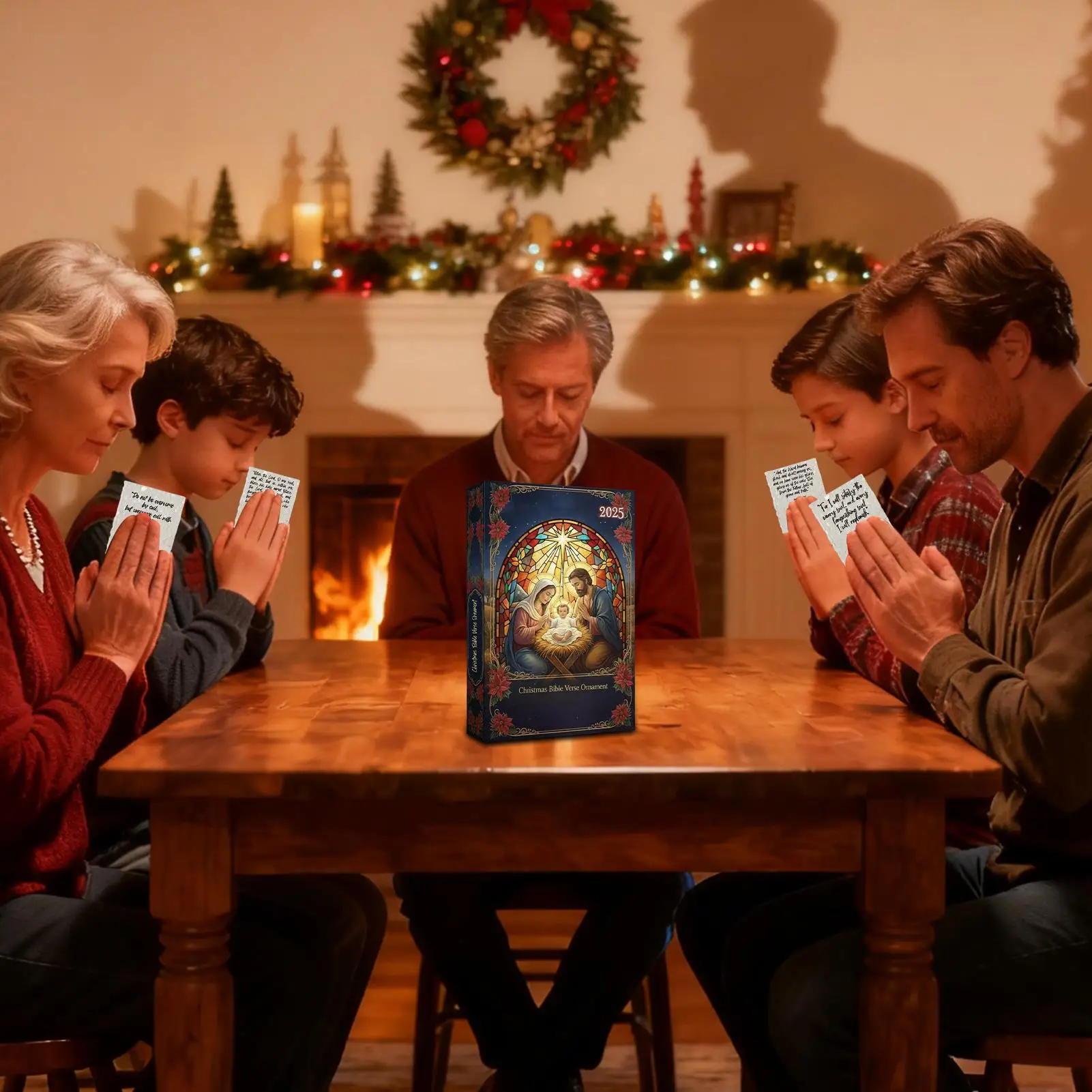 Christmas Countdown Bible Verses Nativity Pendant Decoration 24 Days Christmas Countdown Ornament for Pious People Xmas Gifts