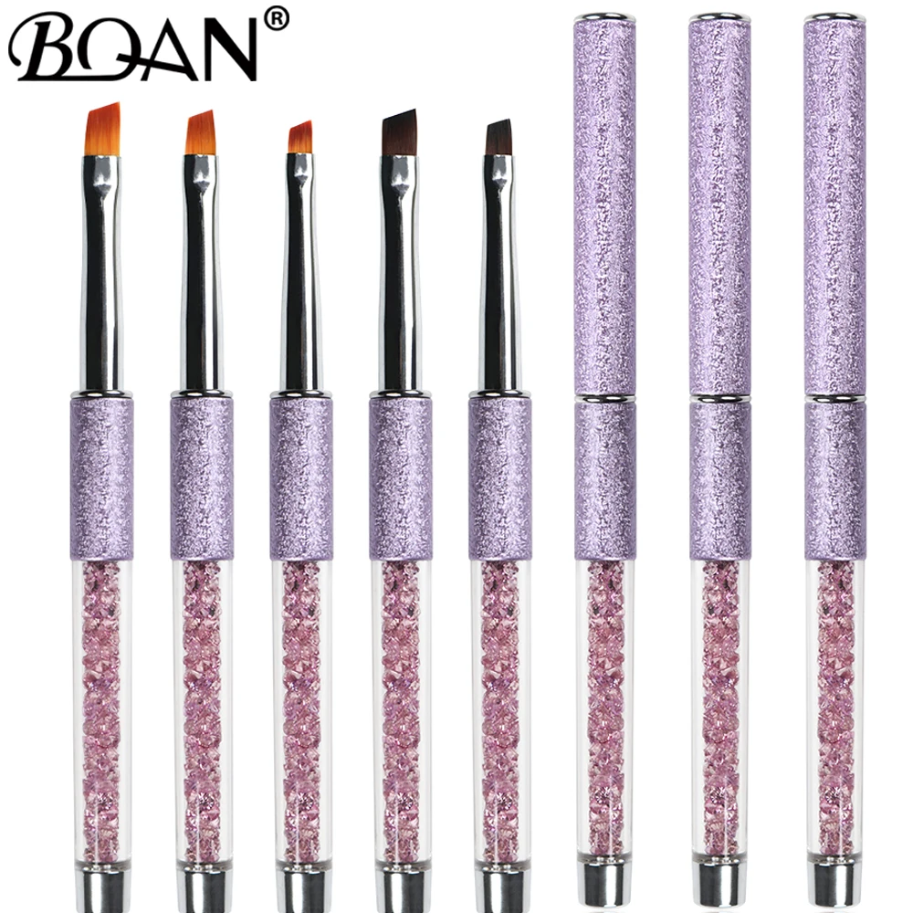 BQAN Nail Brush Design Oblique Purple Rhinestone Head Metal Handle Nylon Hair Nail Gel Brush For Nail Art Brush 2