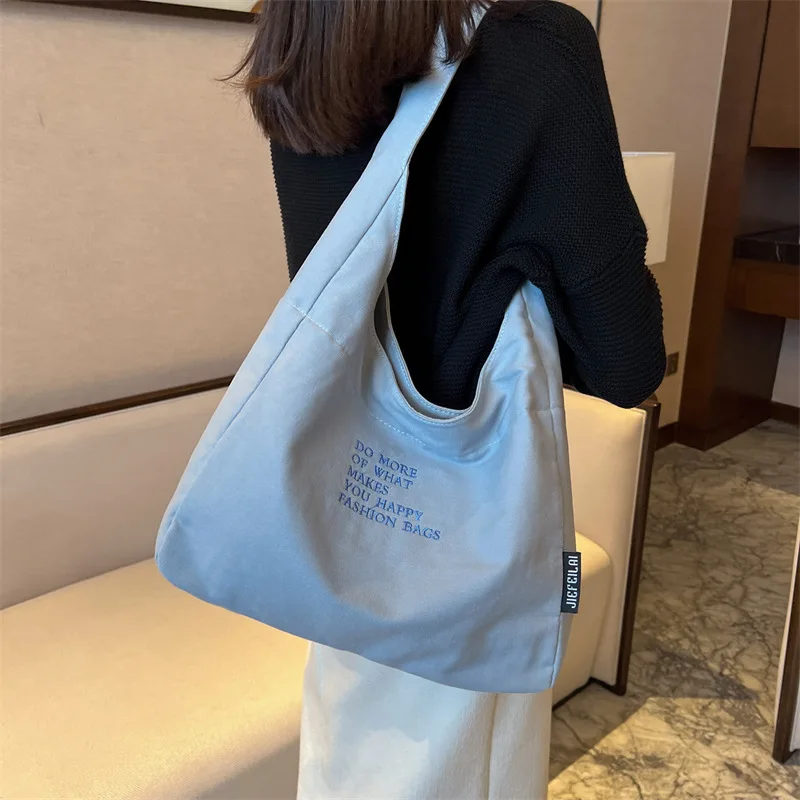 

Letter Canvas Tote Bags for Women High Capacity Shoulder Bags Vintage Shopper Eco Bag Korean Messenger Bag Y2K Handbags Designer