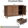 Fluted Sideboard Buffet Cabinet with Storage,Oval Curved Edge Sideboard with Drawer,Mid Century Modern Buffet Cabinet 2